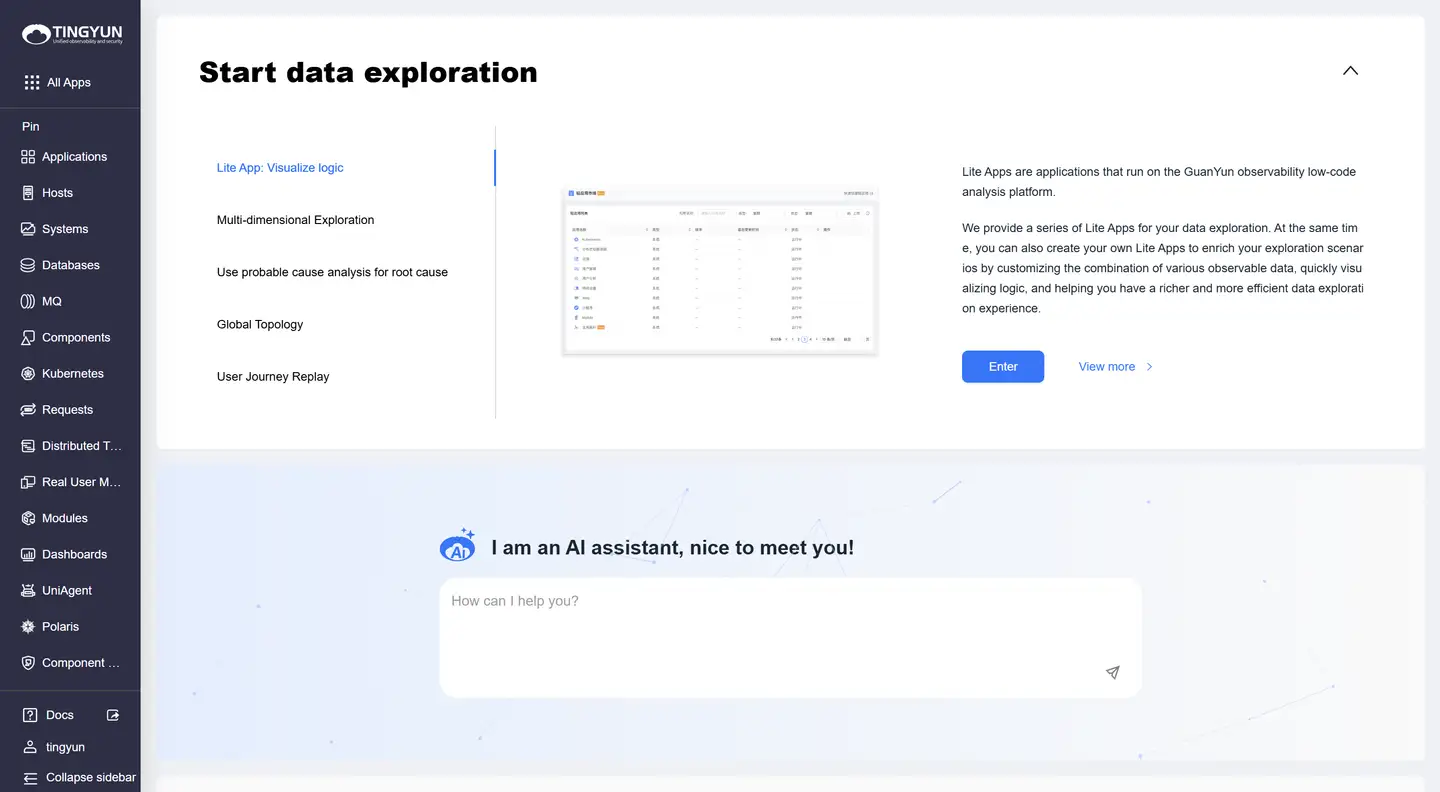 Landing Page Interface